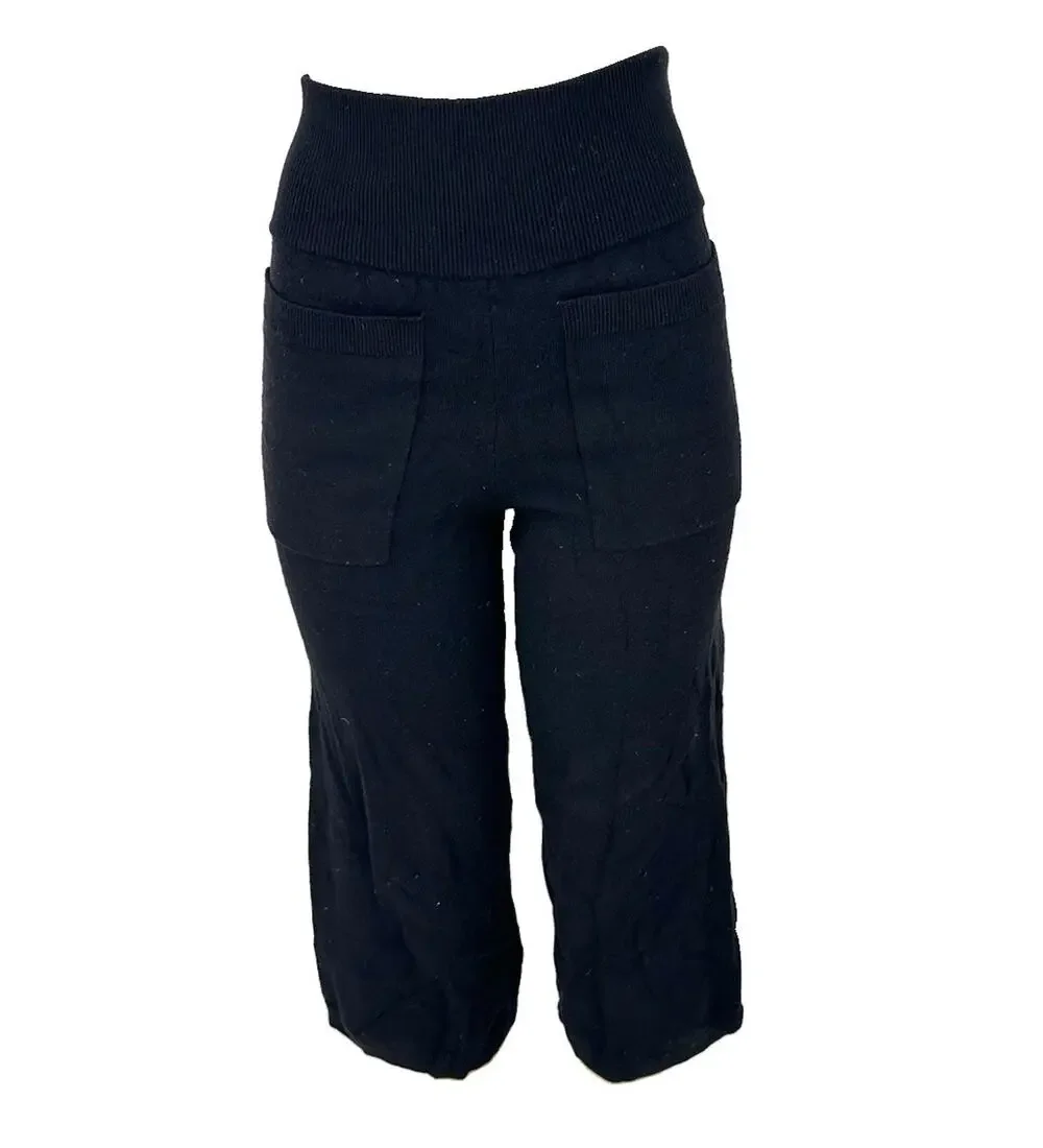 Wilfred Aritza XS Women Black Wool Blend Knit Cropped Capri Pants 22”In 37-28